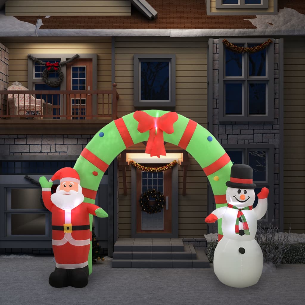 Vidaxl Christmas Arch Santa Claus et Snowman Poliflable a mené 223 cm