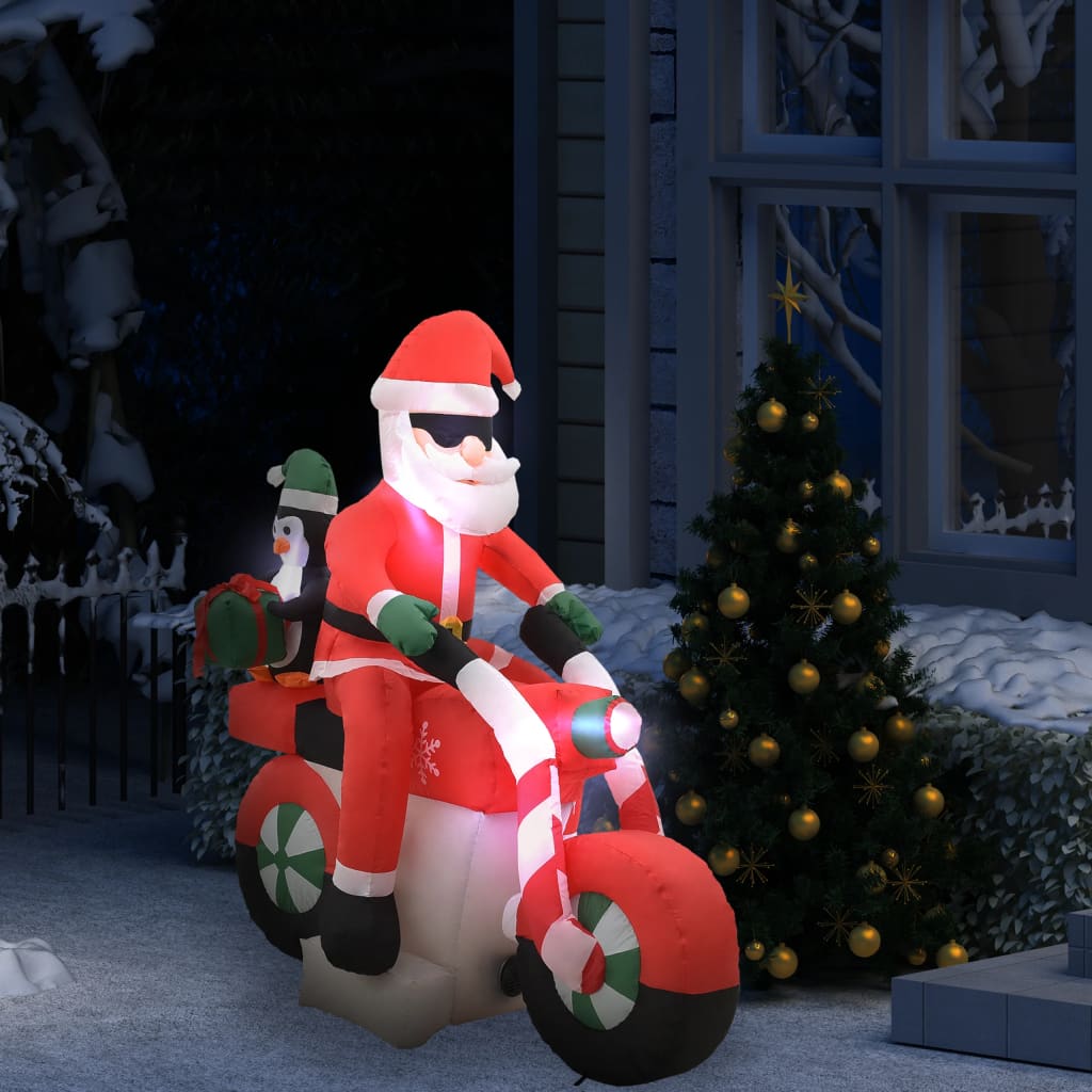 Vidaxl Santa gonflable sur LED de moto IP44 160 cm