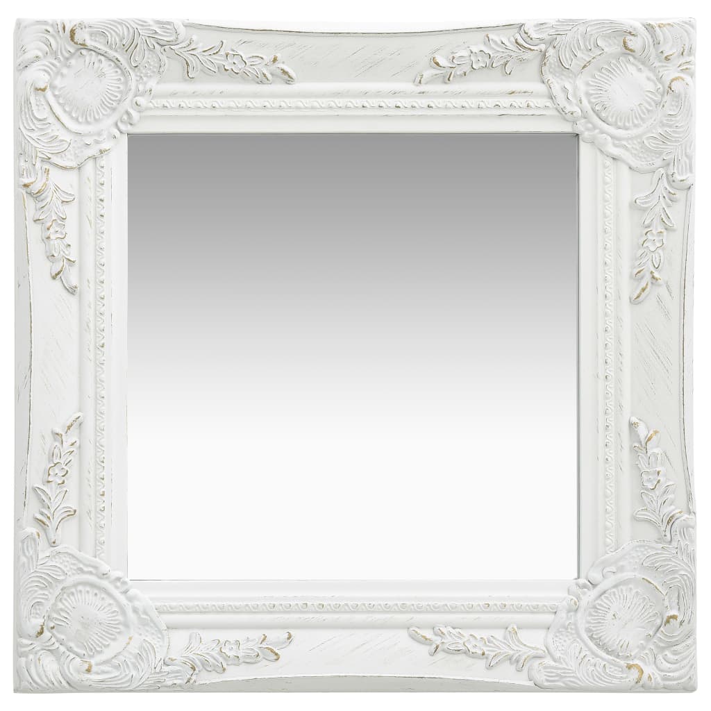 Vidaxl Wall Mirror Baroque Style 40x40 cm White