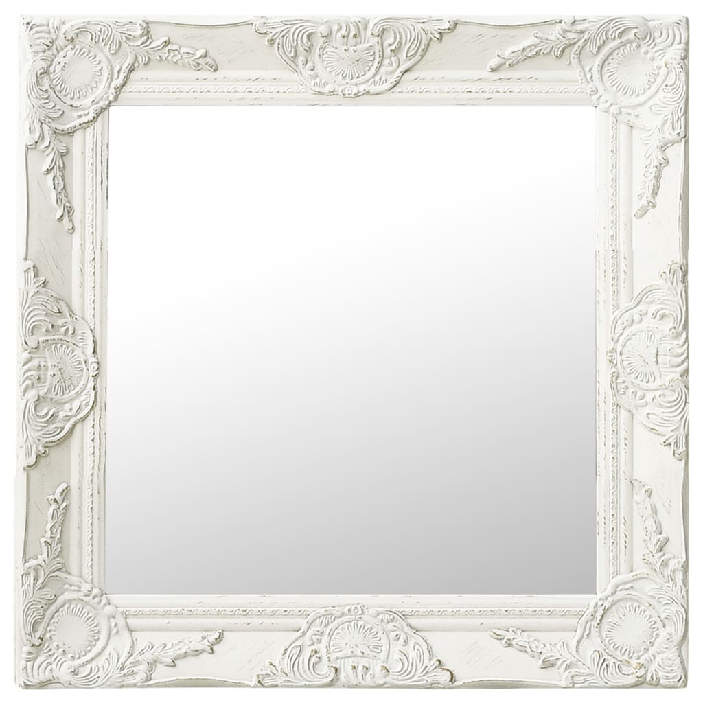 Vidaxl Wall Mirror Baroque Style 50x50 cm White