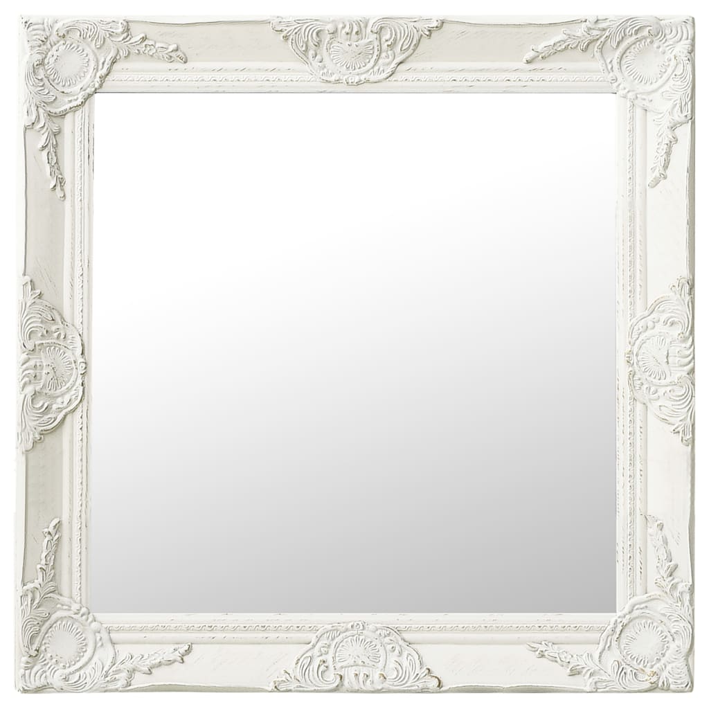 Vidaxl Wall Mirror Baroque Style 60x60 cm White