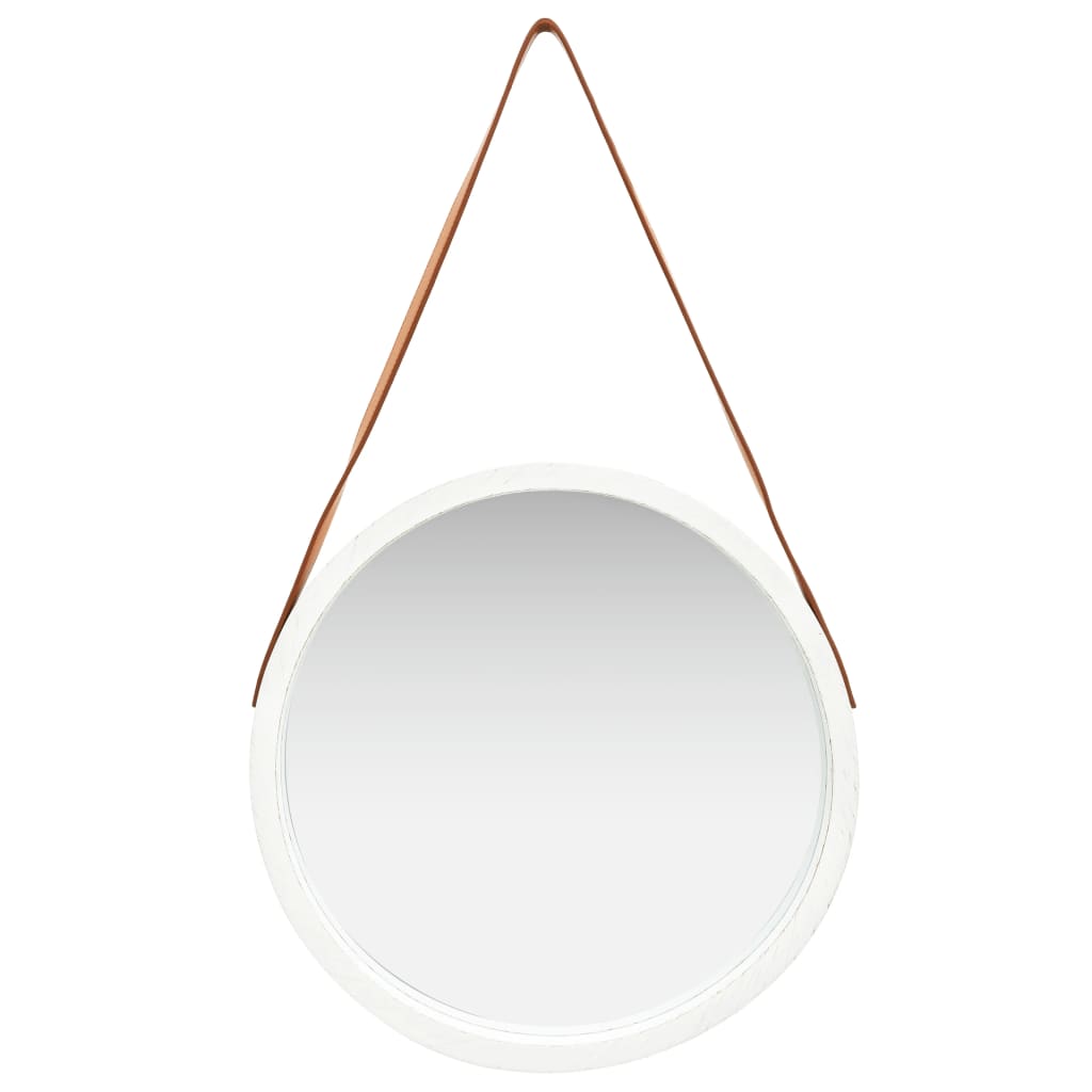 Vidaxl Wall Mirror With Band 50 Cm White