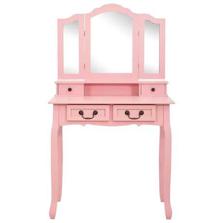 Vidaxl kaptafelset met kruk 80x69x141 cm paulowniahout roze