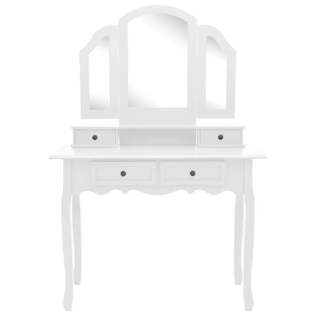 Vidaxl kaptafelset met kruk 100x40x146 cm paulowniahout wit