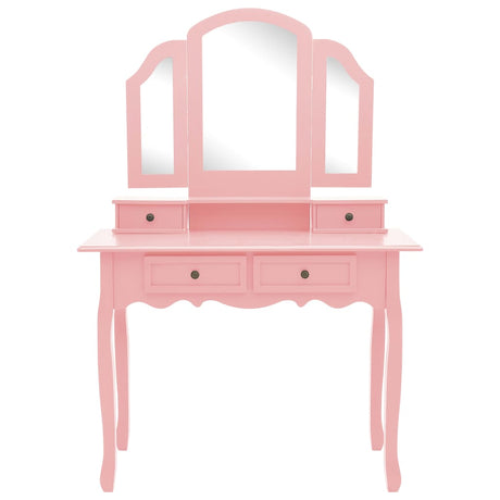 Vidaxl kaptafelset met kruk 100x40x146 cm paulowniahout roze