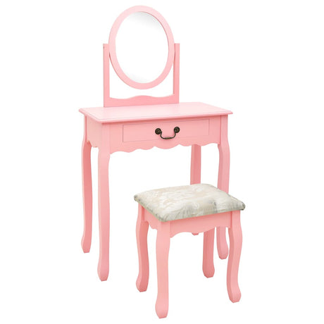 Vidaxl kaptafel met kruk 65x36x128 cm paulowniahout mdf roze