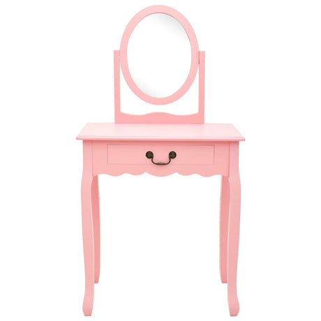 Vidaxl kaptafel met kruk 65x36x128 cm paulowniahout mdf roze