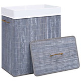 Vidaxl laundry basket with 2 compartments 100 l bamboo gray