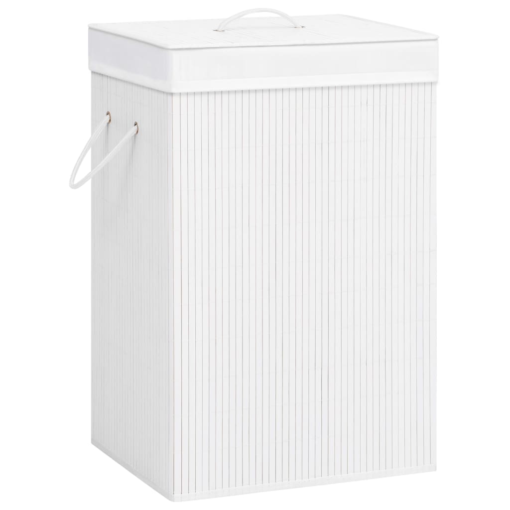 Vidaxl laundry basket with 2 compartments 72 l bamboo white