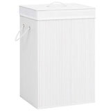 Vidaxl laundry basket with 2 compartments 72 l bamboo white