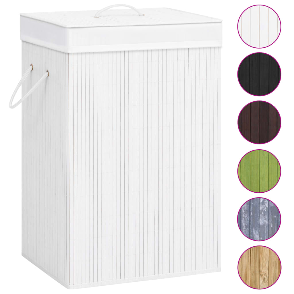 Vidaxl laundry basket with 2 compartments 72 l bamboo white