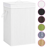 Vidaxl laundry basket with 2 compartments 72 l bamboo white