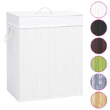 Vidaxl laundry basket with 2 compartments 100 l bamboo white