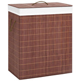 Vidaxl laundry basket with 2 compartments 100 l bamboo brown