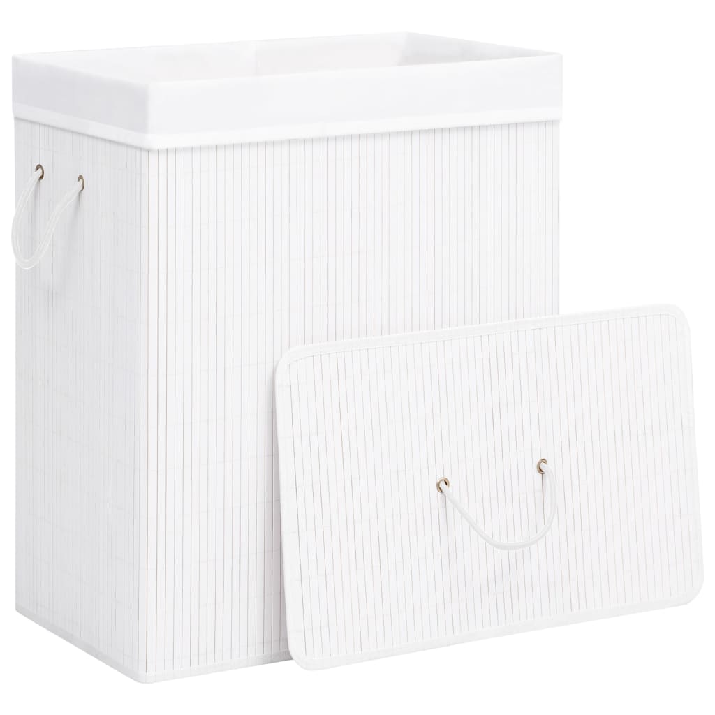 Panier à linge Vidaxl avec 1 boîte 83 l Bamboo blanc