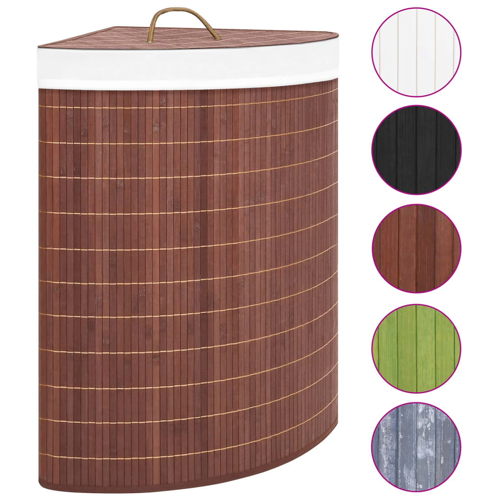 Vidaxl Hoekwasmand 60 l Bamboo marrone