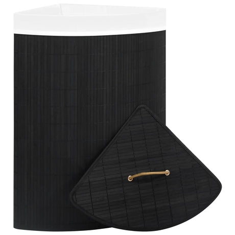 Vidaxl Hoekwasmand 60 l Bamboo Schwarz