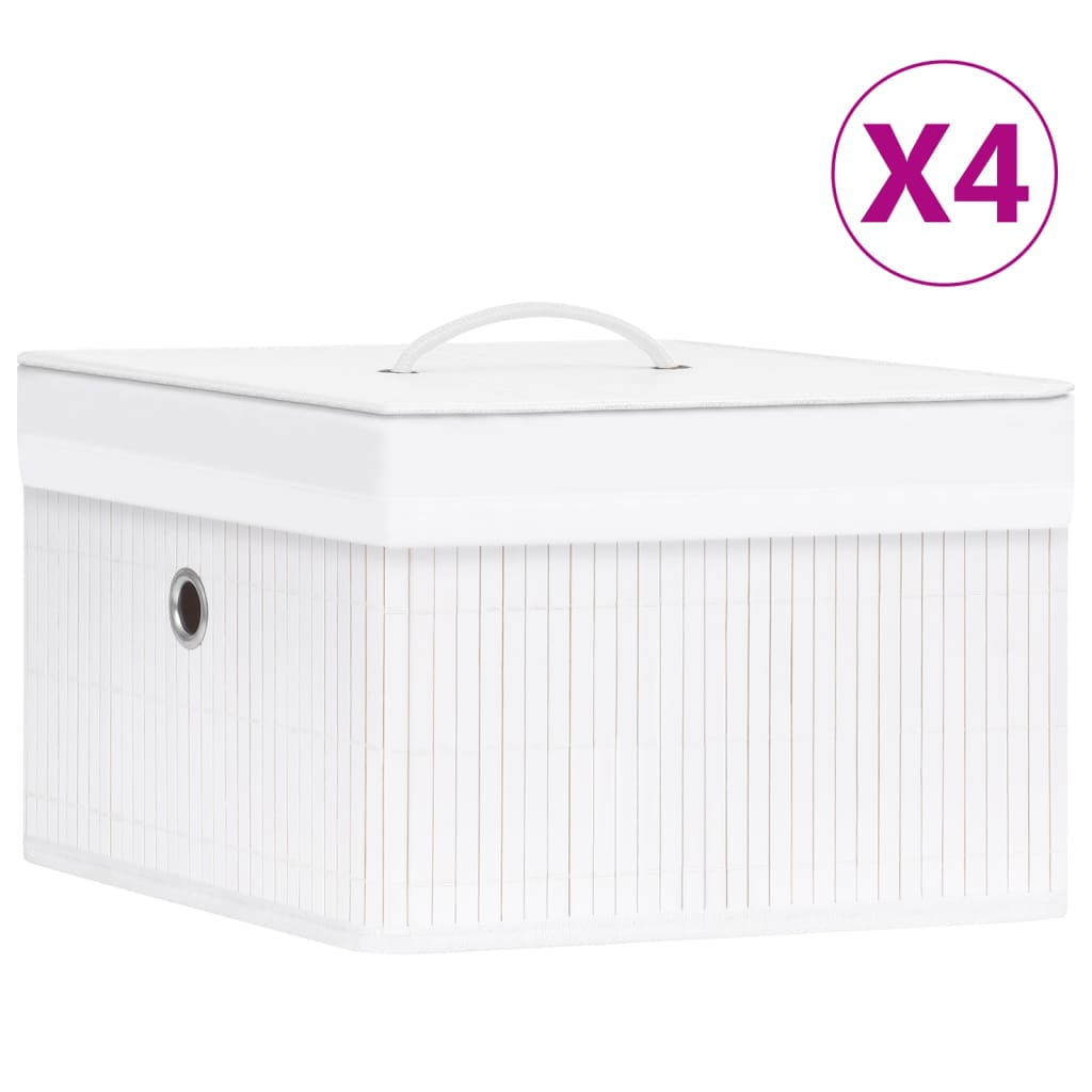 Úložné boxy Vidaxl 4 PC Bamboo White