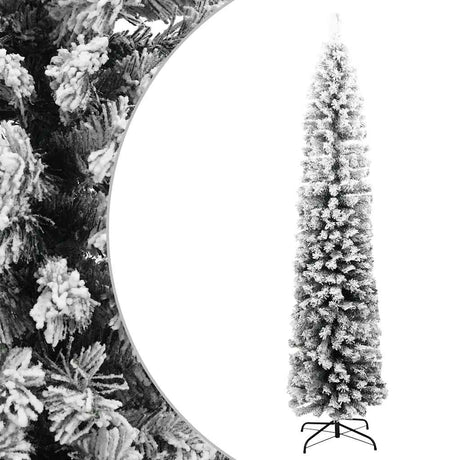 Vidaxx künstlicher Weihnachtsbaum mit Schnee schmal 240 cm PVC grün