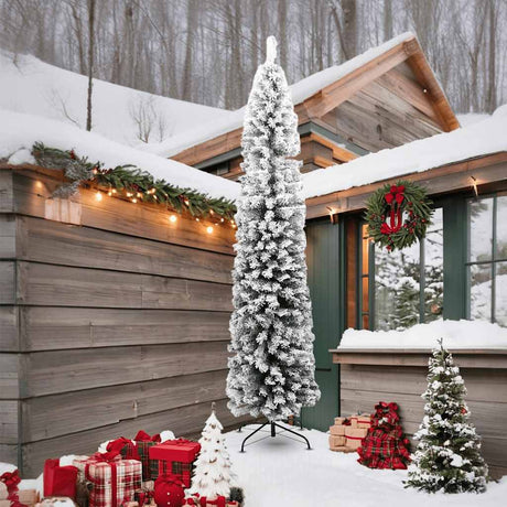 Vidaxx künstlicher Weihnachtsbaum mit Schnee schmal 240 cm PVC grün