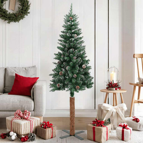 Vidaxx Weihnachtsbaum mit Echtholz und Schnee schmal 150 cm grün