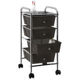 Vidaxl Storage Trolley con 4 cassetti Mobile Plastic Black