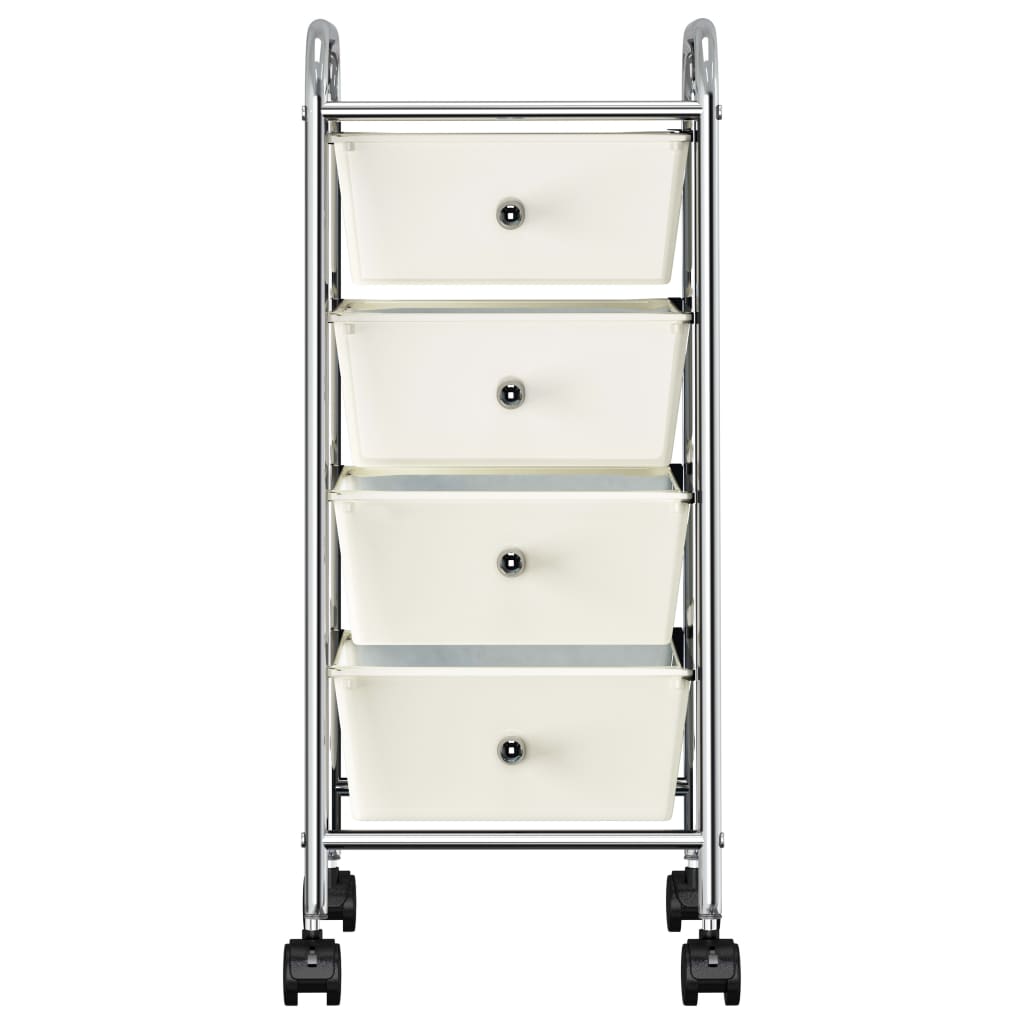 Chariot de rangement vidaxl avec 4 tiroirs en plastique mobile blanc