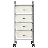 Vidaxl Storage Trolley con 4 cajones de plástico móvil blanco