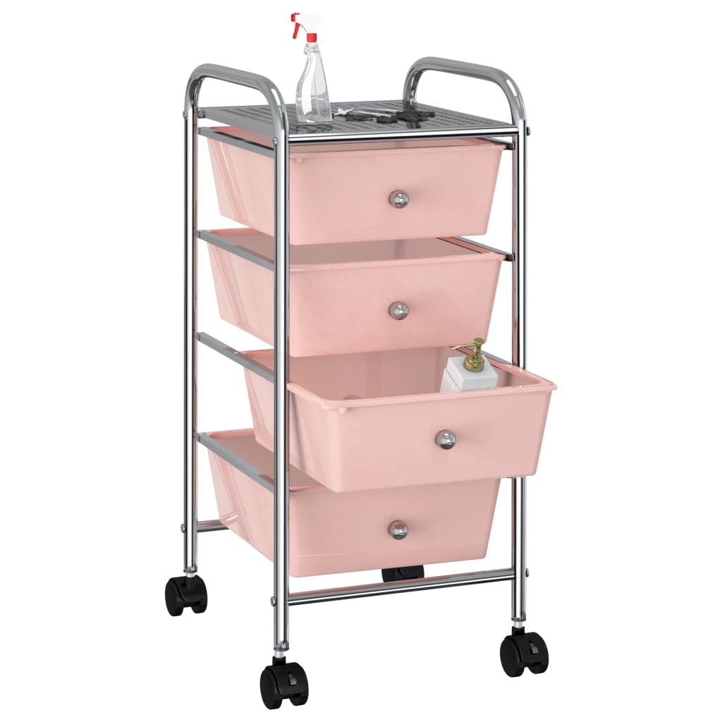 Vidaxl Storage Trolley con 4 cassetti mobile Posa in plastica