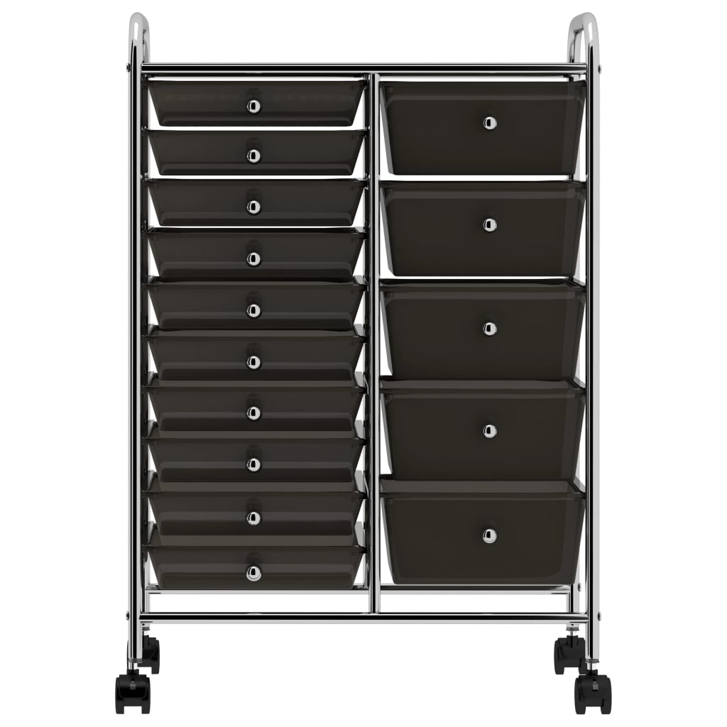 Vidaxl Storage Trolley con 15 cajones móvil XXL de plástico negro