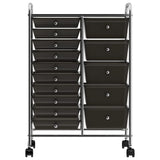 Vidaxl Storage Trolley med 15 skuffer Mobile XXL Plastic Black