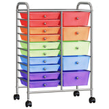 Vidaxl Storage Trolley med 15 skuffer Mobile XXL Plastic Multi -Colored