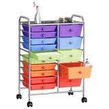 Vidaxl Storage Trolley med 15 skuffer Mobile XXL Plastic Multi -Colored