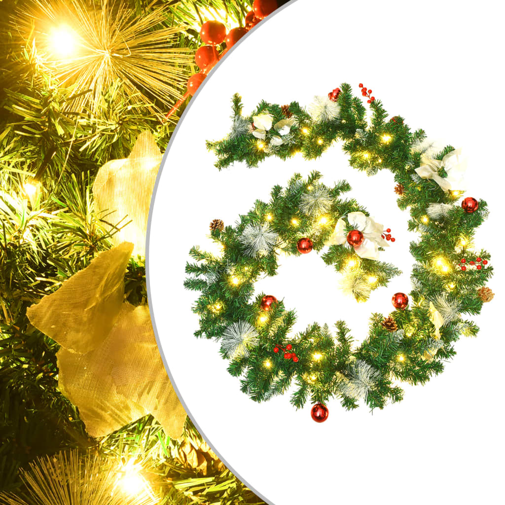 Vidaxl Christmas Garland z światłami LED 2,7 M PVC Green