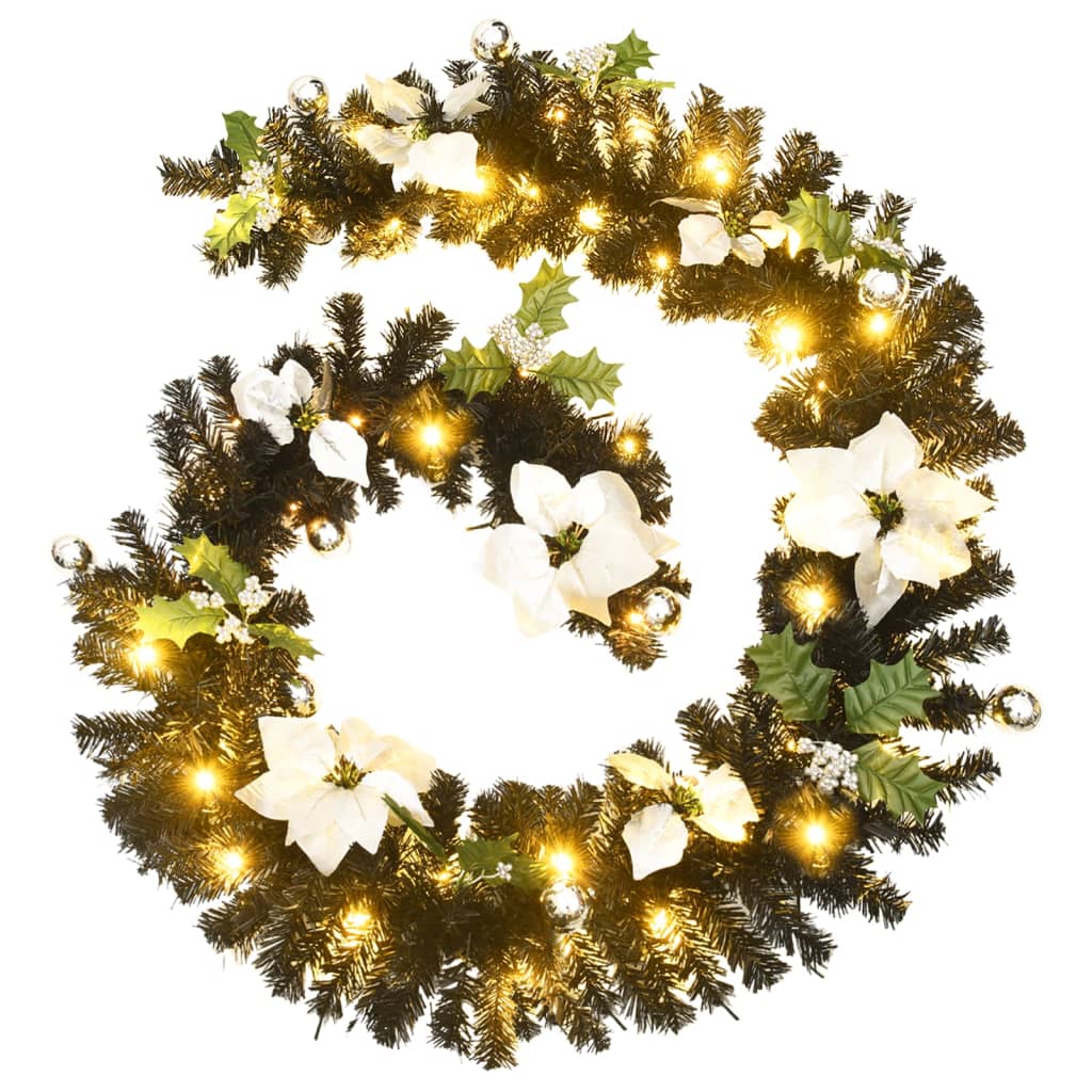 Vidaxl Weihnachtsgirlande mit LED -Leuchten 2,7 m PVC Schwarz