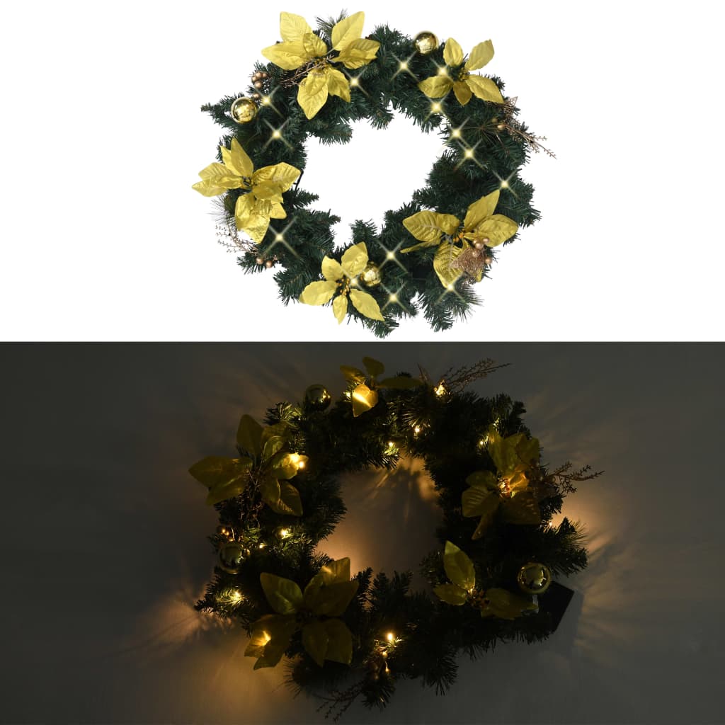 Vidaxl julekrans med LED -lys 60 cm PVC Green