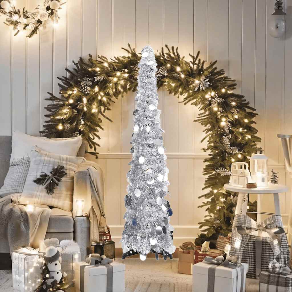 Vidaxl Kunstkerstboom Popup 120 cm Haustier Silberfarbe
