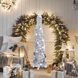 Vidaxl Kunstkerstboom Popup 120 cm Haustier Silberfarbe