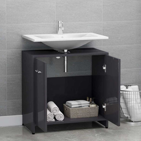 Vidaxl badkamerkast 60x33x61 cm spaanplaat hoogglans grijs