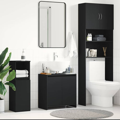 Vidaxl badkamerkast 60x33x61 cm bewerkt hout zwart