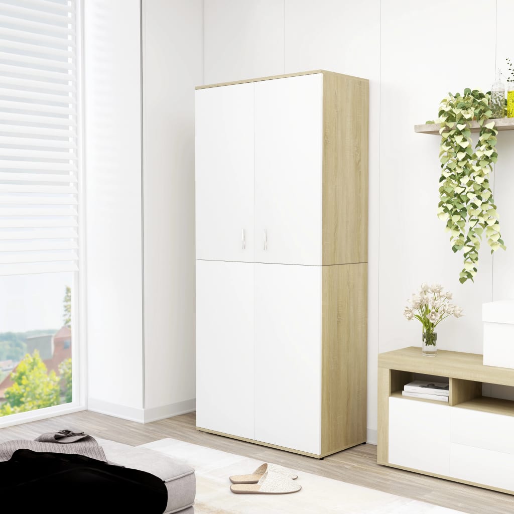 Vidaxl Cabinet da scarpe 80x39x178 cm Colore in legno e rovere Sonoma