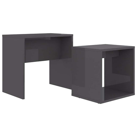 Vidaxl salontafelset 48x30x45 cm bewerkt hout hoogglans grijs