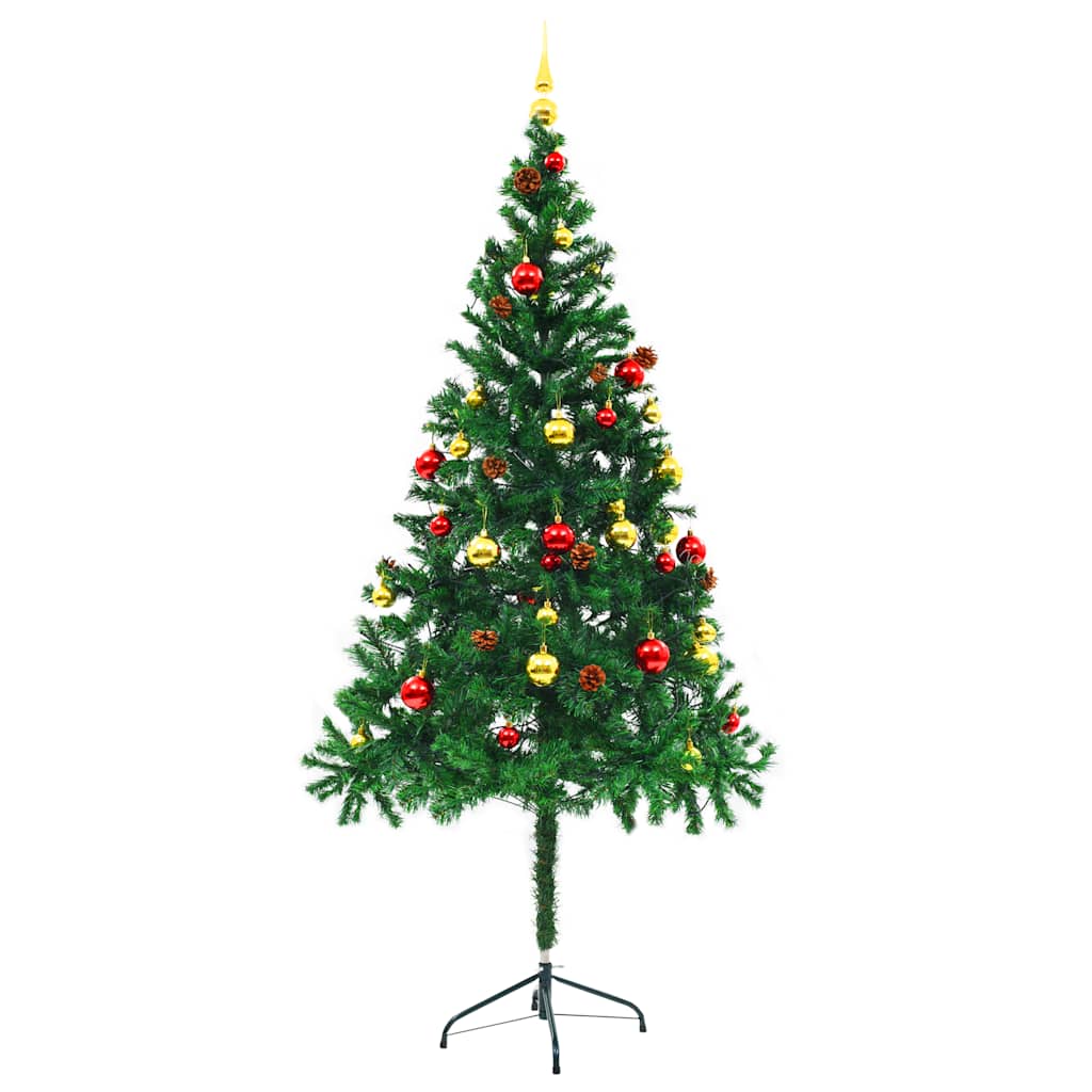 Vidaxl Kunstkerstboom mit Beleuchtung und Weihnachtsbällen 180 cm Grün