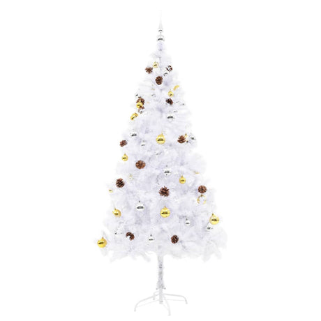 Vidaxl Kunstkerstboom mit Beleuchtung und Weihnachtsbällen 180 cm Weiß
