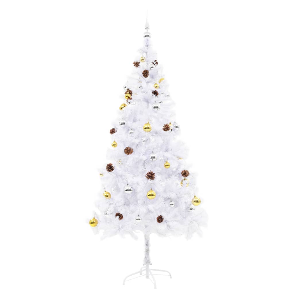 Vidaxl kunstkerstboom avec éclairage et balles de Noël 180 cm blancs