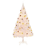 Vidaxl Kunstkerstboom mit Beleuchtung und Weihnachtsbällen 210 cm Weiß