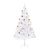 Vidaxl Kunstkerstboom mit Beleuchtung und Weihnachtsbällen 210 cm Weiß