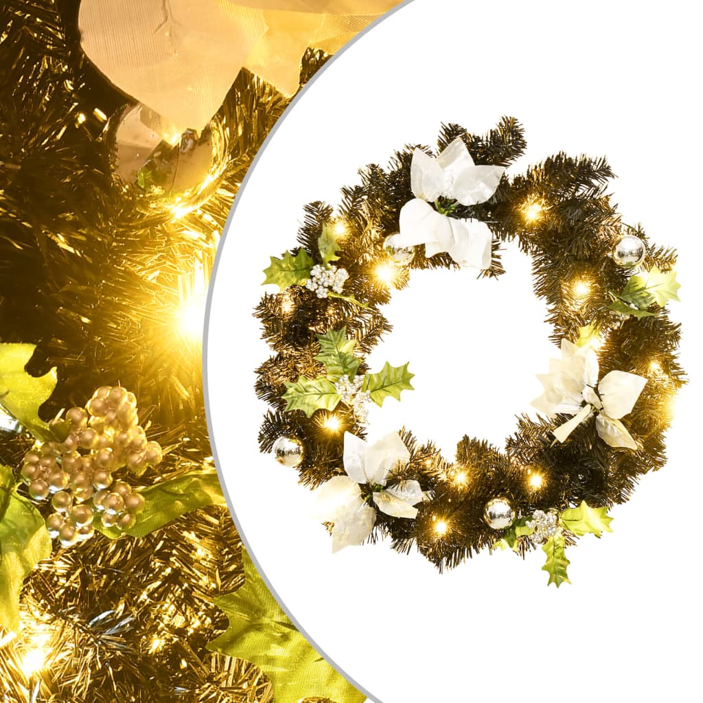 Vidaxl Christmas Greath con luci a LED 60 cm PVC nero