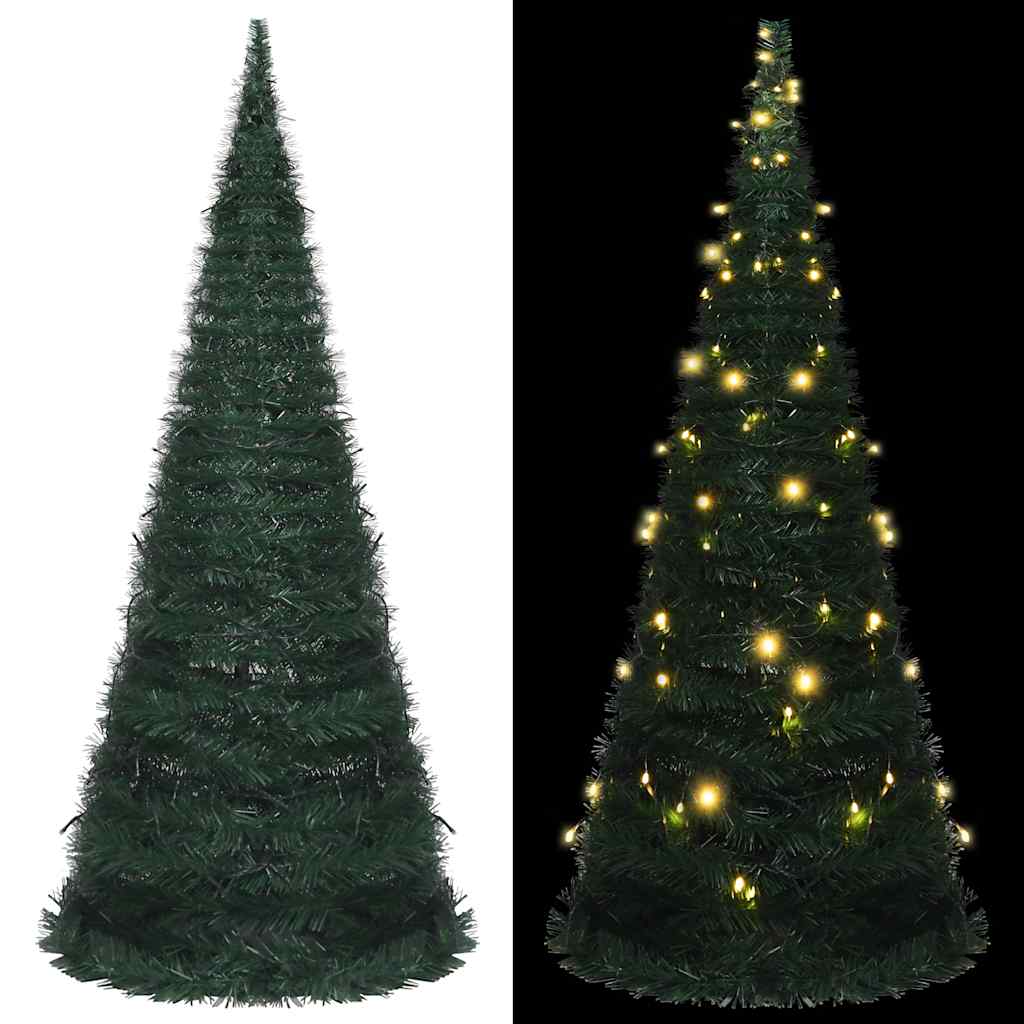 Vidaxl Kunstkerstboom con ventana emergente de iluminación de 210 cm verde