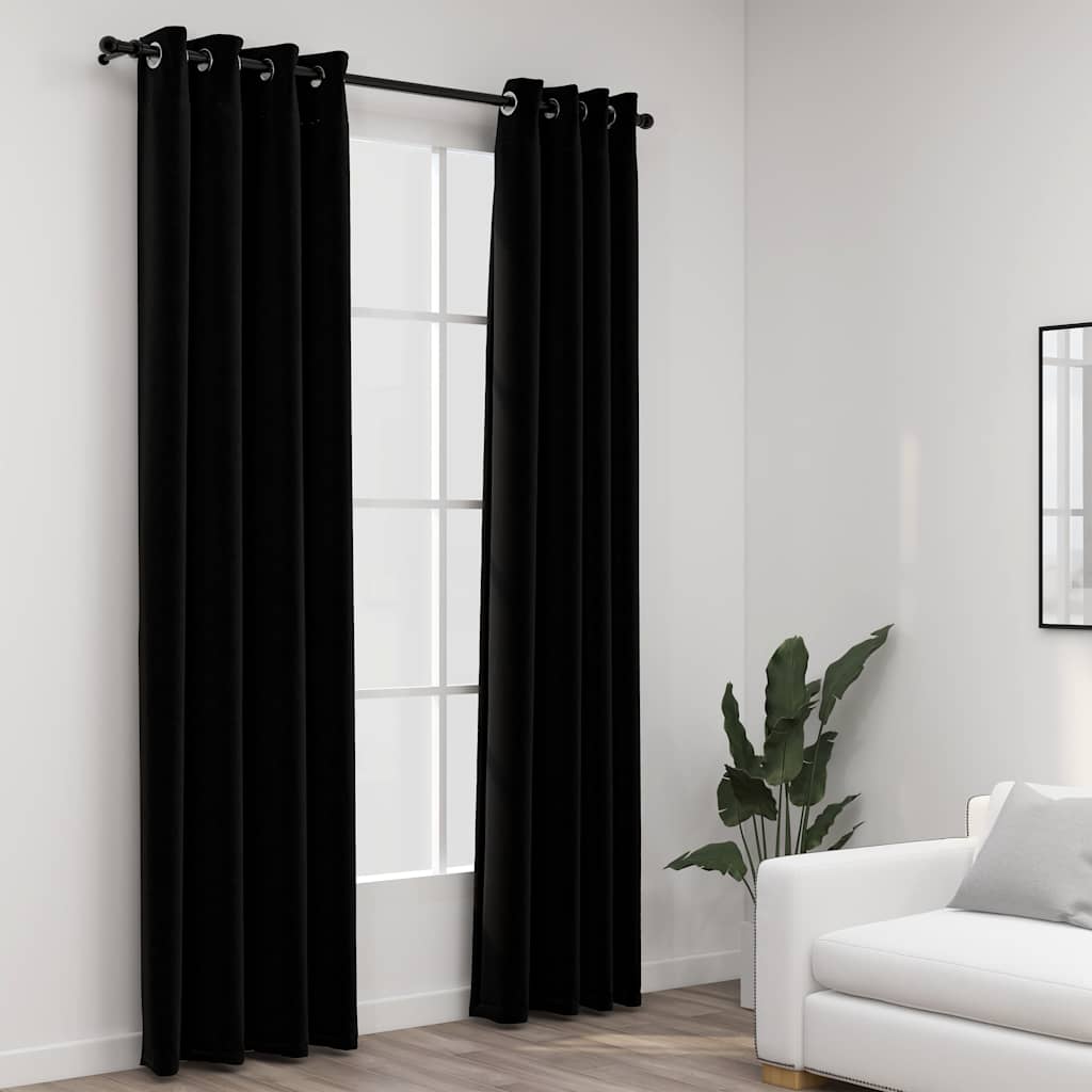 Vidaxl rideaux lin looks accablants 2 st 140x225 cm noir